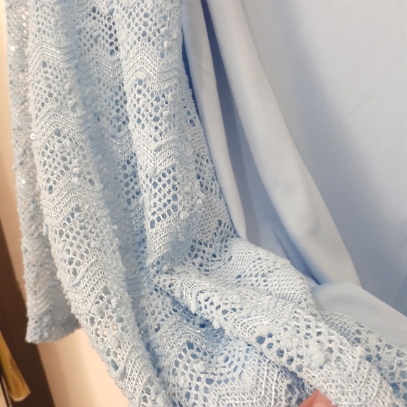 ALFRED DUNNER Blue Lace Cardigan With Sequins & Tank Top Included Size 2X - Picture 6 of 8